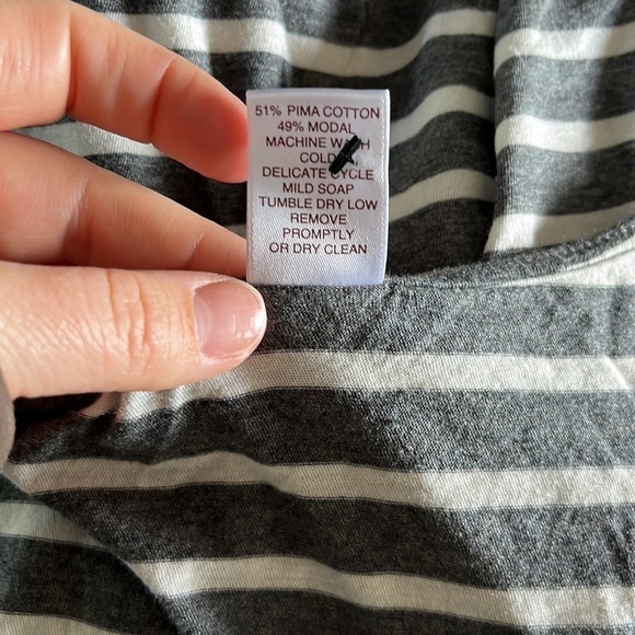 Peruvian Connection Striped Gray Dress with Tie Sleeve Detail - Picture 10 of 12